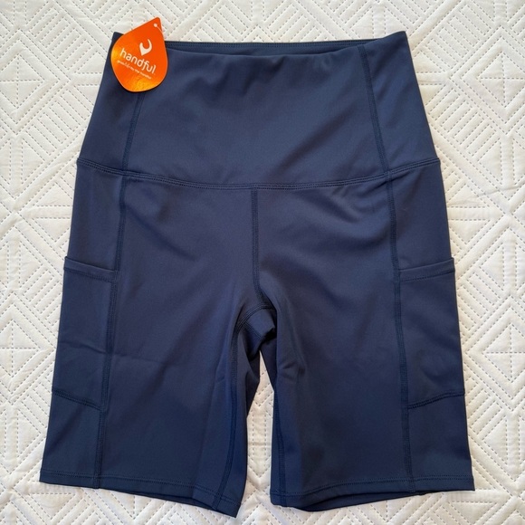 Handful High Five High Waisted Biker Shorts Size S In Night Swim Navy - Picture 3 of 11
